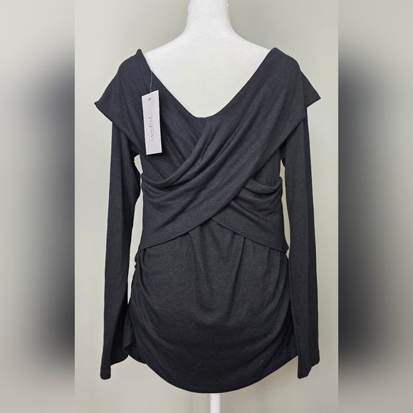 Long Sleeve Over Shoulder Cross Front Maternity Top Isabel Maternity MED - Picture 7 of 11
